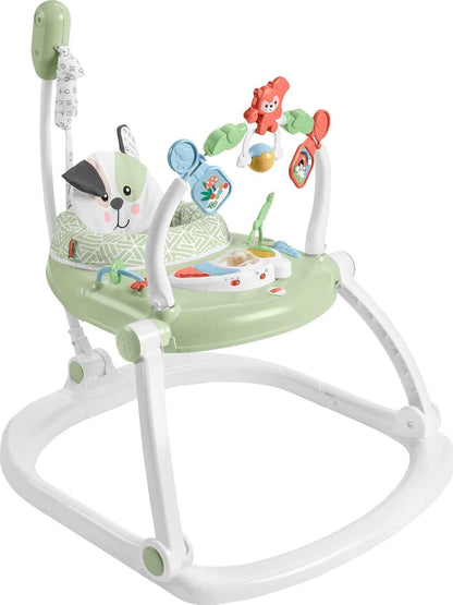 Fisher-Price Baby Bouncer Spacesaver Jumperoo Musical Activity Center with Lights Sounds & Developmental Toys, Astro Kitty