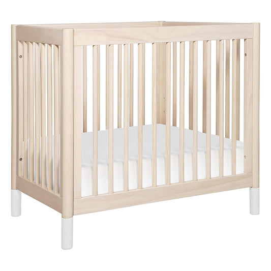 Babyletto Gelato 4-In-1 Convertible Mini Crib in Washed Natural and White, Greenguard Gold Certified