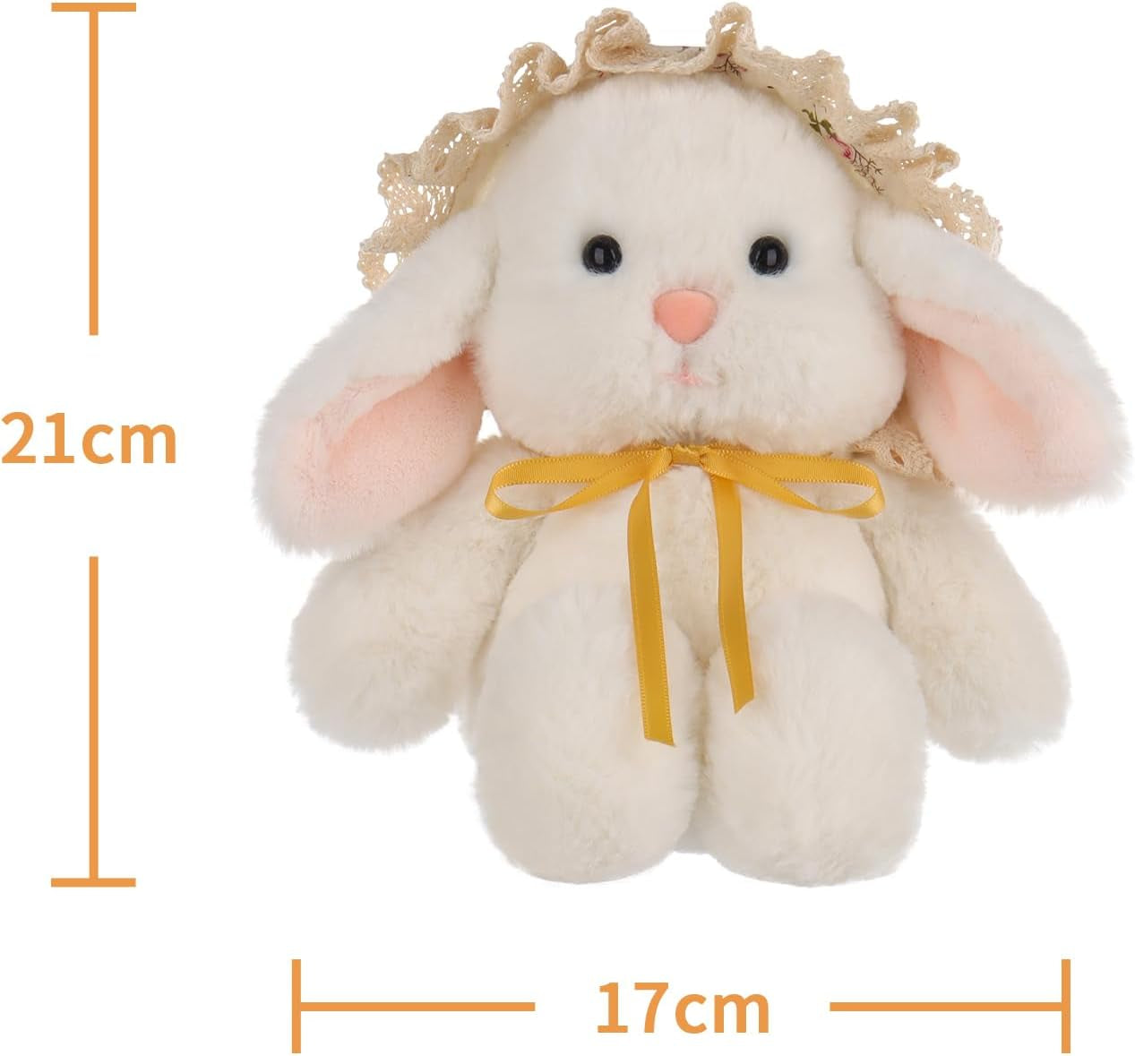 Apricot Lamb Picnic Lop-Eared Rabbit Plush Stuffed Animals for Kids, Soft Cute Rabbit Plush Toys for Baby Girl and Boy, Fluffy Picnic Lop-Eared Rabbit White 8.3 Inches