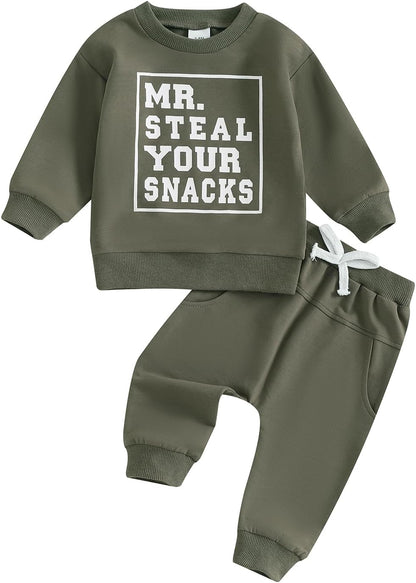 Toddler Baby Boy Clothes Crewneck Sweatshirt Long Sleeve Letter Print Shirt with Pants Cute Fall Winter Outfits