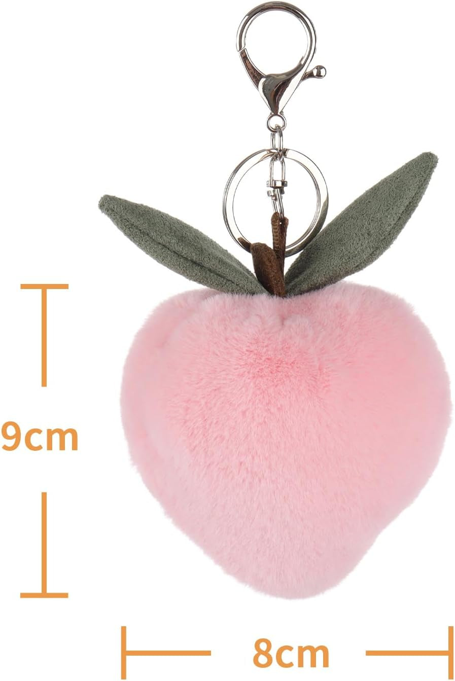 Apricot Lamb Peach Cute Keychain, Soft Stuffed Plush Keychain Toys for Kids’ Backpack, Purse, 3.2 Inches