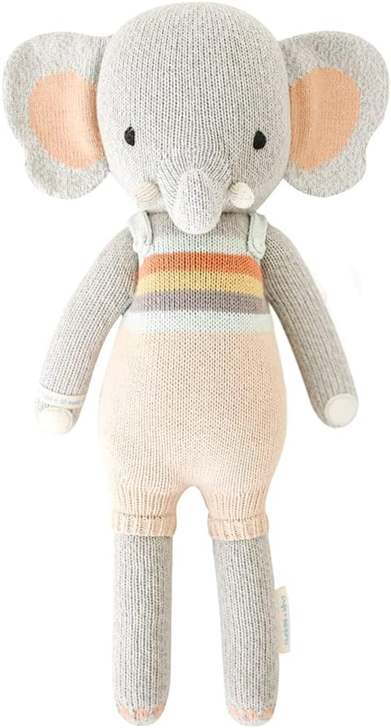 Cuddle + Kind Evan the Elephant Little 13" Hand-Knit Doll – 1 Doll = 10 Meals, Fair Trade, Heirloom Quality, Handcrafted in Peru, 100% Cotton Yarn