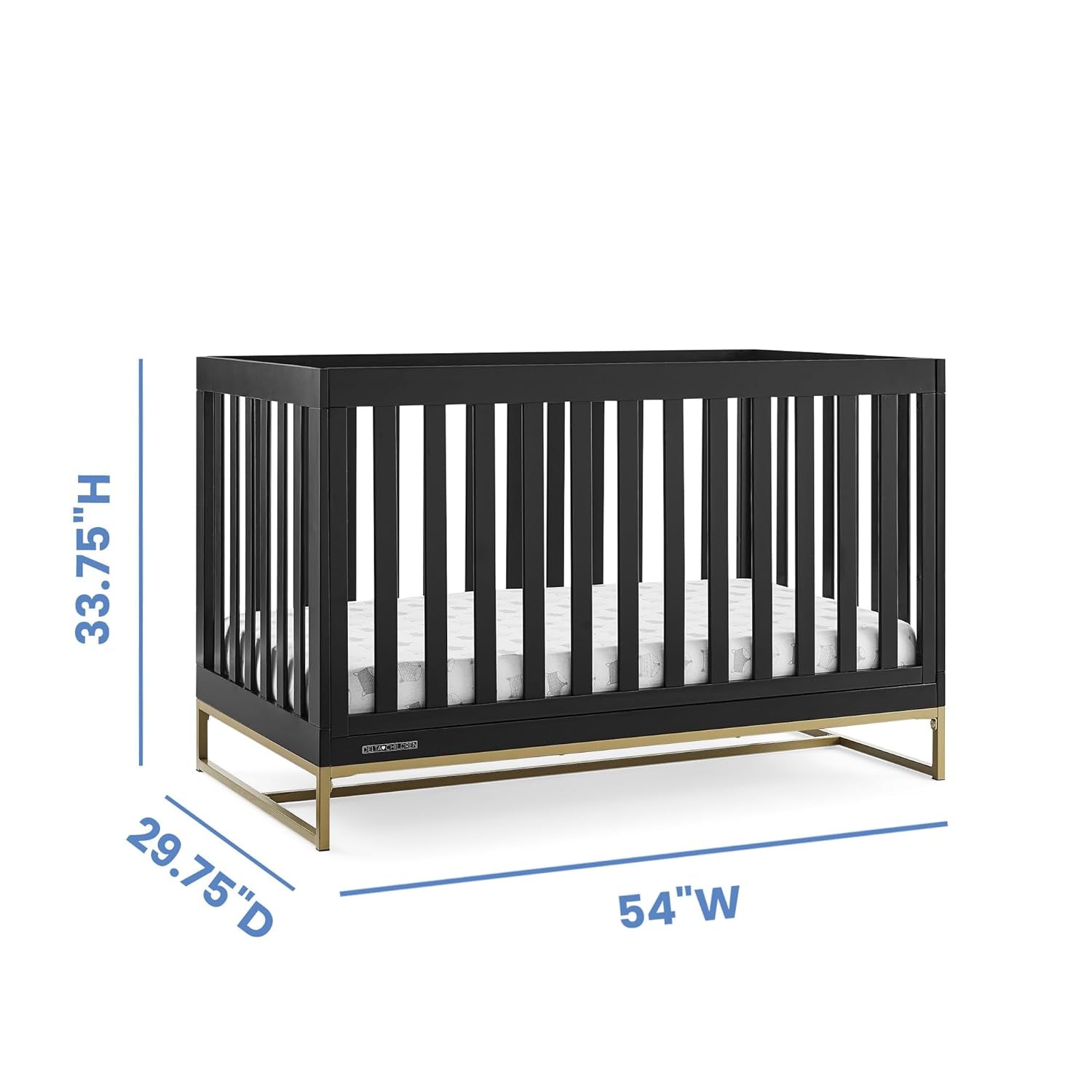 Delta Children Jade 4-In-1 Convertible Crib - Greenguard Gold Certified, Ebony/Bronze