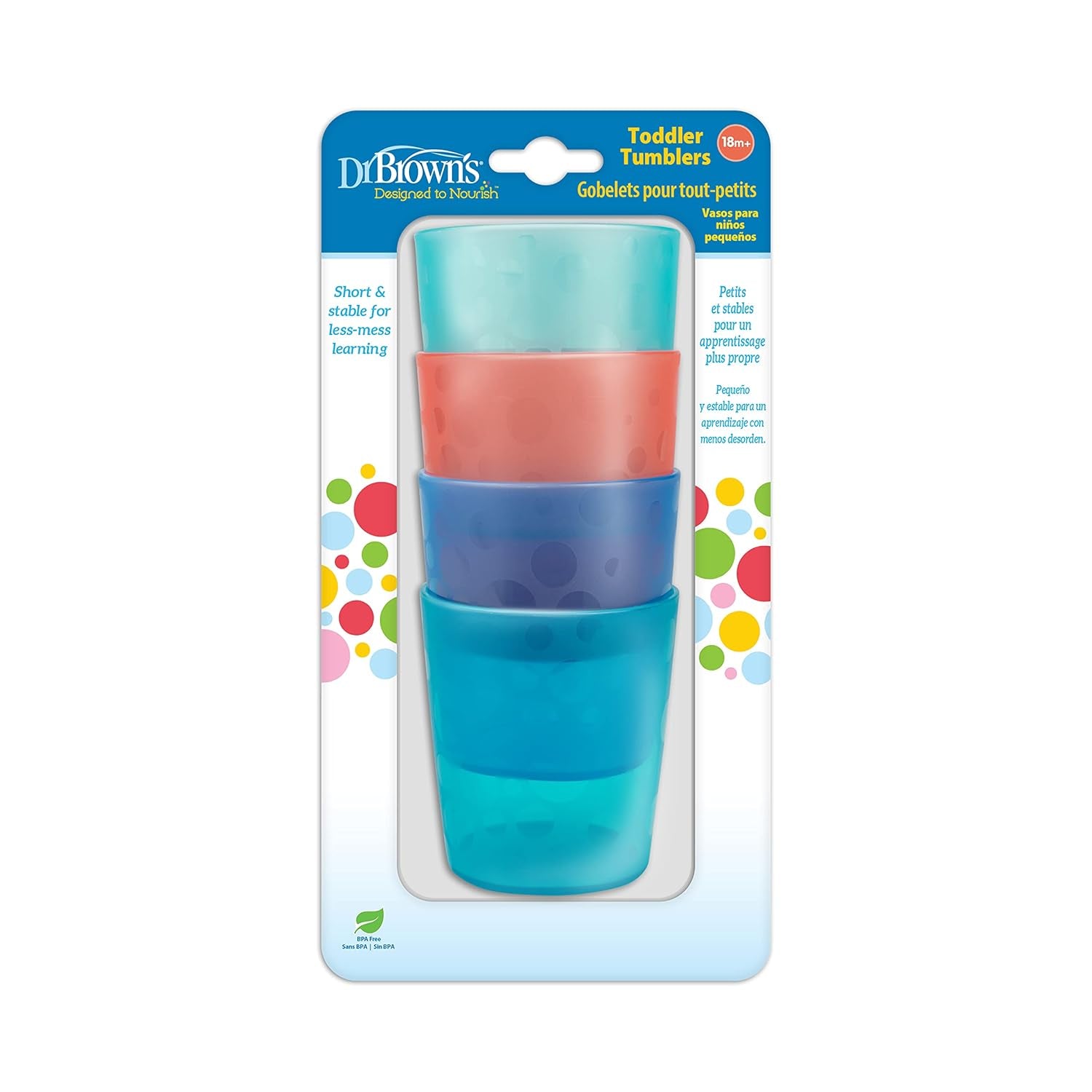 Dr. Brown'S Stackable Tumbler Cups for Toddlers, BPA Free - 4-Pack