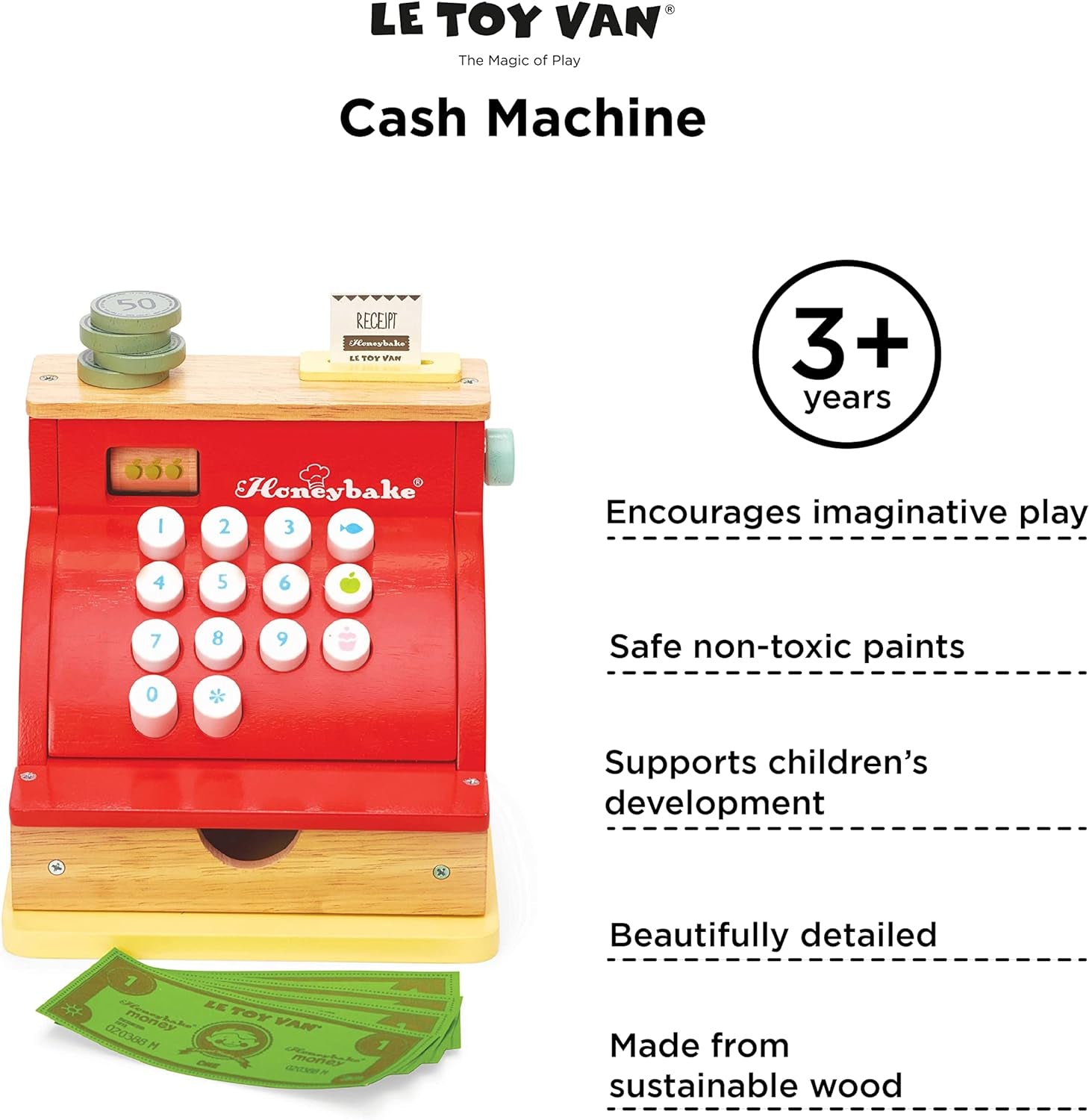 Le Toy Van - Wooden Groceries Toy Play Set & Wooden Scanner for Shopping Role Play | Supermarket Pretend Play Shop with Toy Food