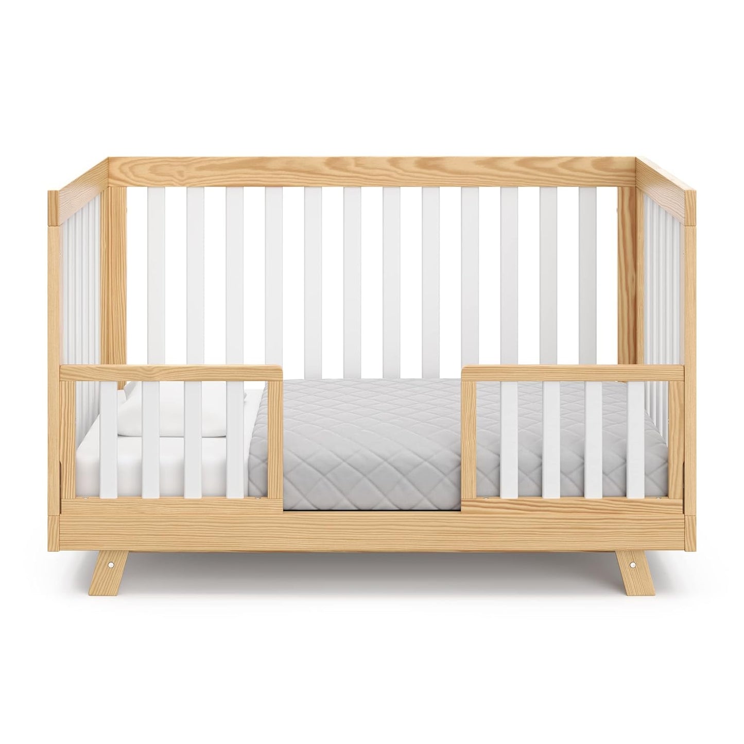 Storkcraft Beckett Convertible Crib (Natural with White Slats) – Converts from Baby Crib to Toddler Bed and Daybed, Fits Standard Full-Size Crib Mattress, Adjustable Mattress Support Base