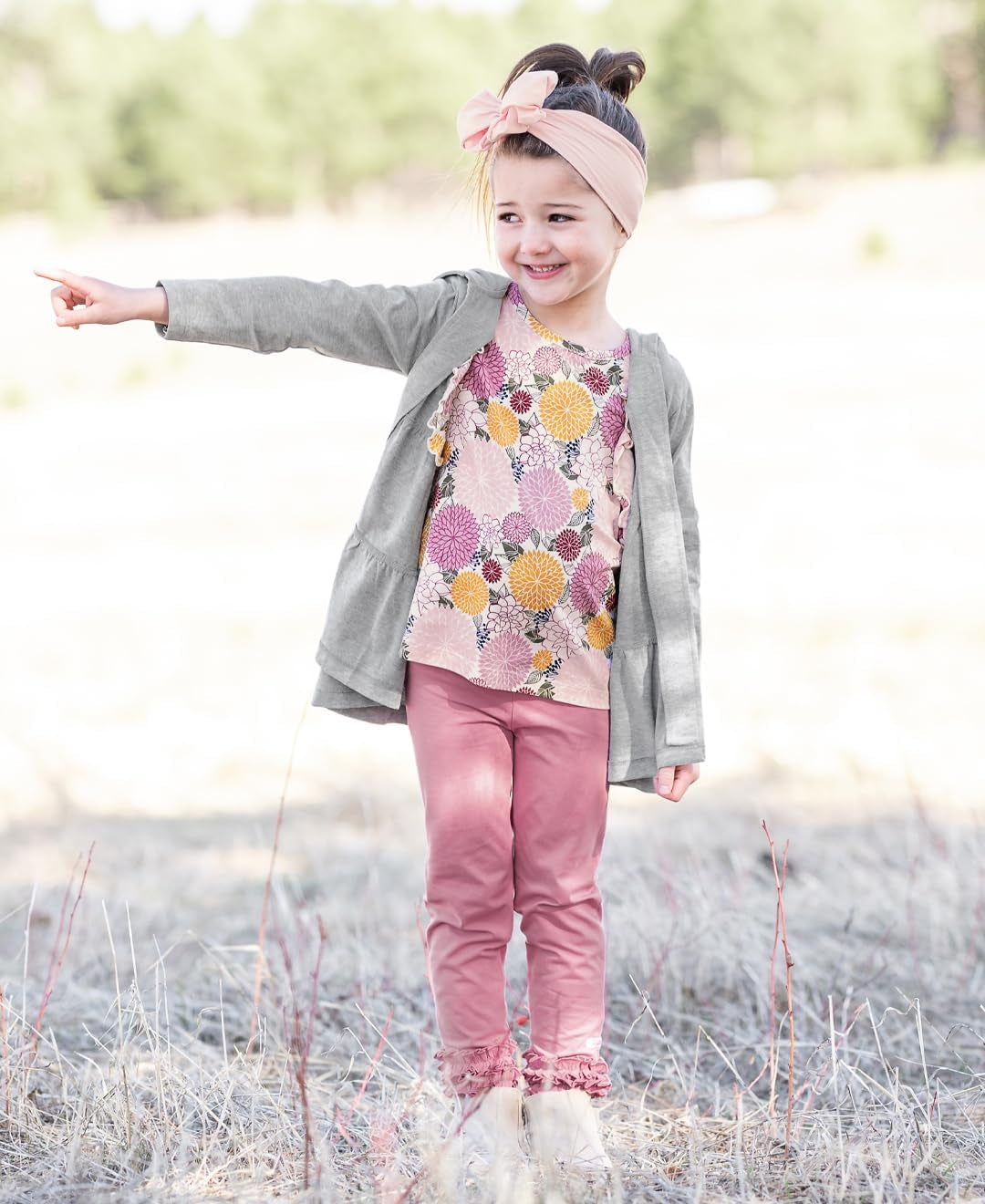 Rufflebutts® Baby/Toddler Girls Chunky Knit Long Open Style Cardigan