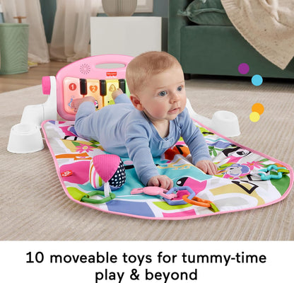 Fisher-Price Baby Playmat Glow and Grow Kick & Play Piano Gym, Pink Musical Learning Toy with Developmental Activities for Newborns 0+ Months