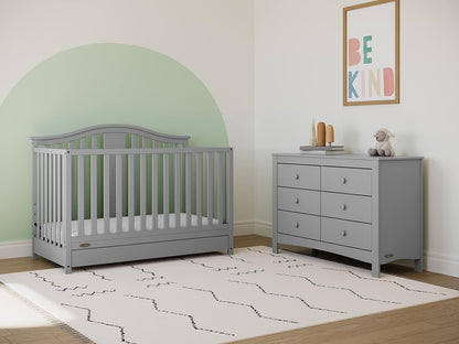 Graco Noah 6 Drawer Double Dresser (Pebble Gray) - GREENGUARD Gold Certified, 6 Drawer Double Dresser for Kids Bedroom, Universal Design for Nursery and Kids Bedroom