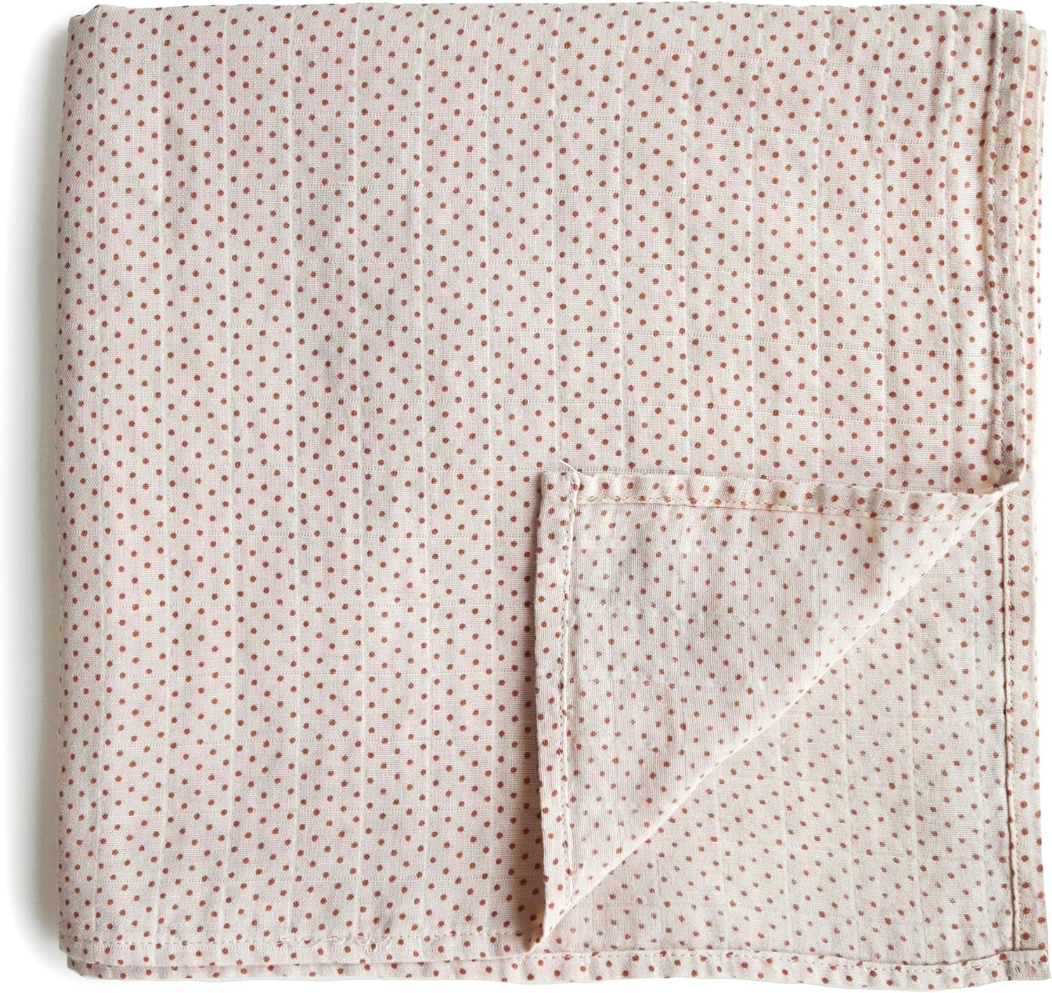 Mushie Muslin Baby Swaddle Blanket | 100% Organic Cotton (Caramel Dots)