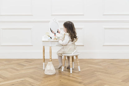 Le Toy Van - Wooden Vanity Table with Vanity Mirror and Vanity Chair - Bedroom Furniture - Victorian Style Oval Dressing Table Mirror - Desk with Drawers and Vanity Stool - Kids Aged 3 Years +