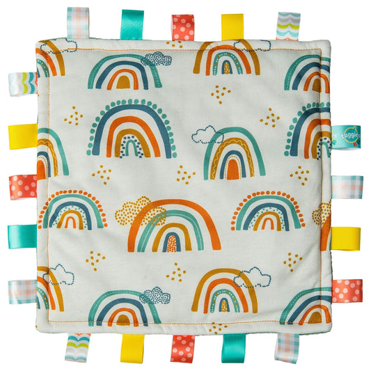 Mary Meyer Taggies Lovey for Baby Security Blankets Original Comfy Blanket with Sensory Tags, 12 X 12-Inches, Rainbow