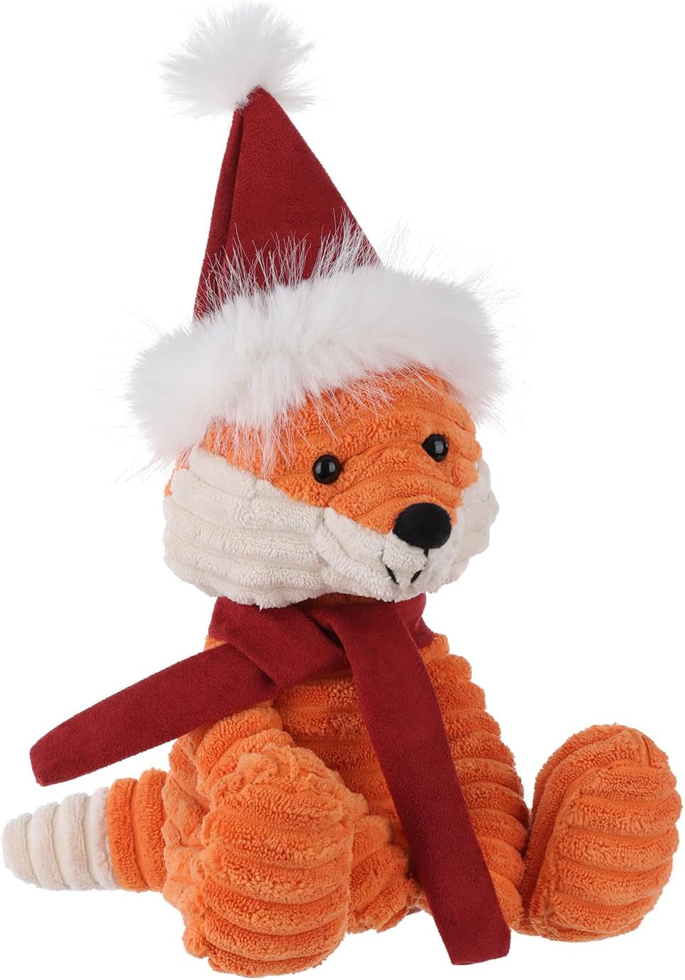 Apricot Lamb Christmas Toys Plush Corduroy Fox with Hat and Scarf Perfect for Child 8.5 Inches