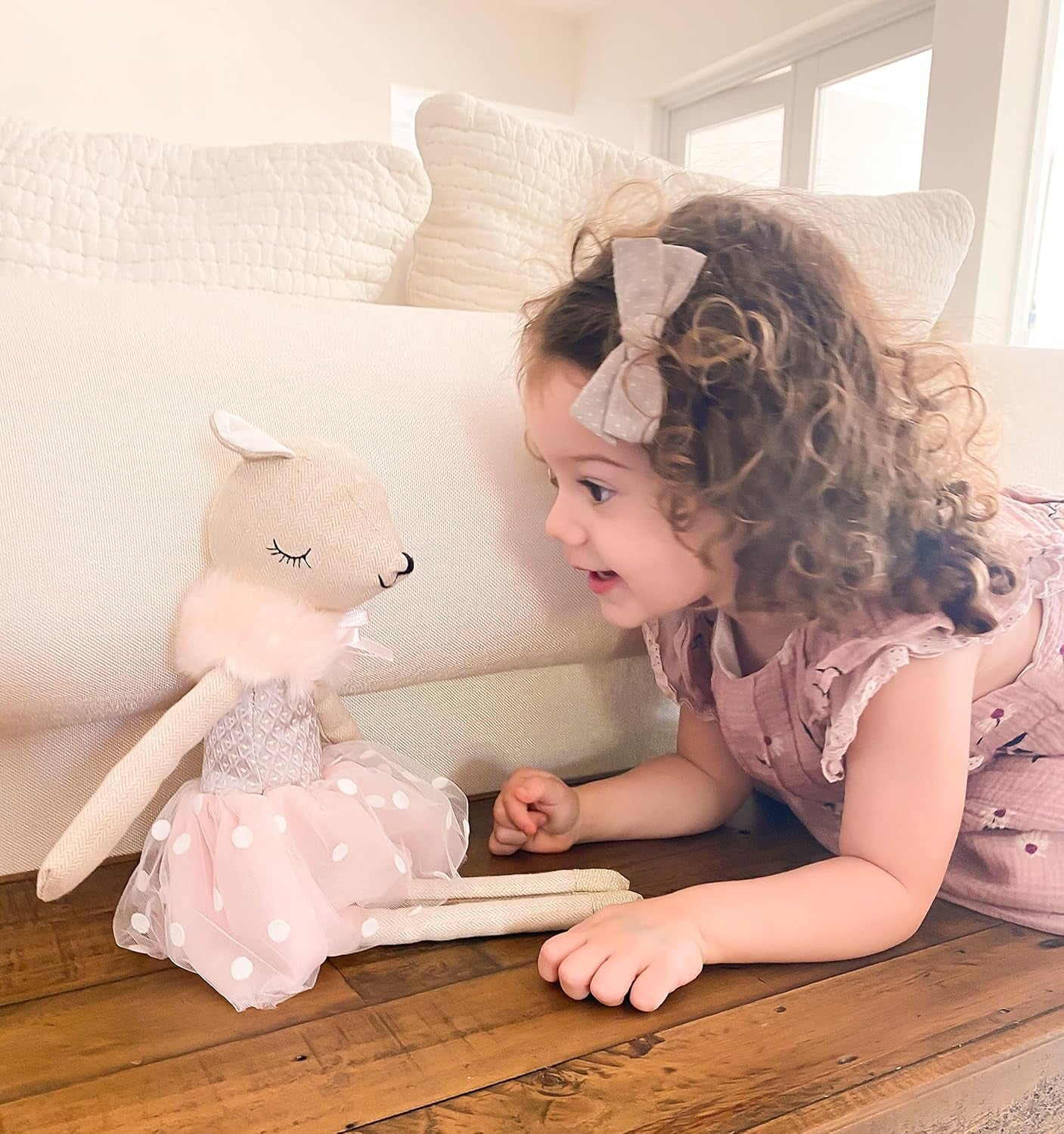 MON AMI Doe Ballerina Stuffed Doll – 17”, Designer Dress & Shawl, Plush Ballerina Doll for Girls, Use as Toy or Room Decor, Gift for Kids of All Ages