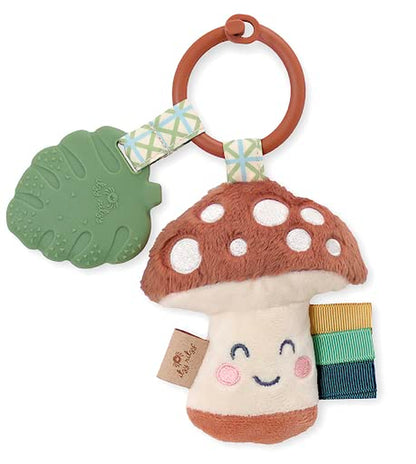 Itzy Ritzy Infant Toy & Teether - Itzy Pal Baby Teething Toy Includes Lovey, Crinkle Sound, Textured Ribbons & Silicone Teether Toy for Newborn (Mushroom)