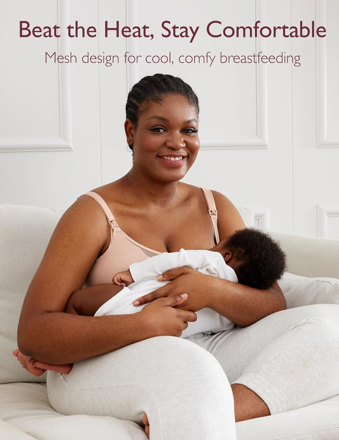 Momcozy Nursing Bras for Breastfeeding, Breathable Mesh Nursing Bras Comfort Maternity Bra Wireless Pregnancy Sleep Bra