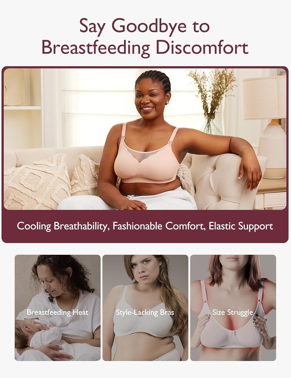 Momcozy Nursing Bras for Breastfeeding, Breathable Mesh Nursing Bras Comfort Maternity Bra Wireless Pregnancy Sleep Bra