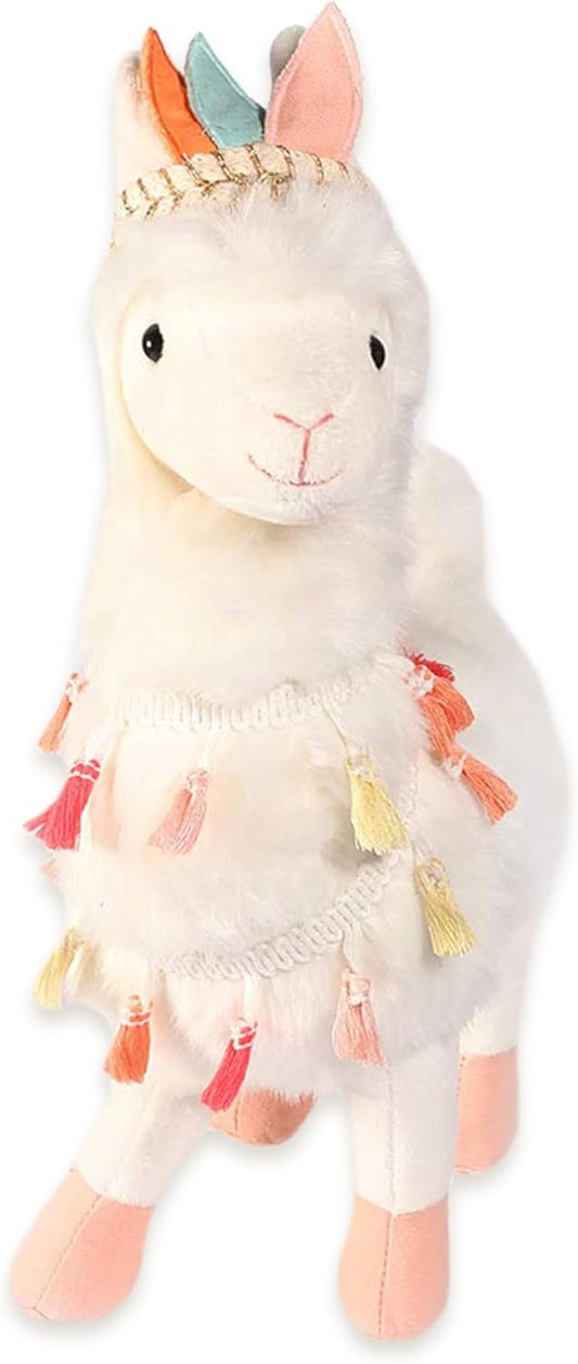 MON AMI Designer Tribal Lama Stuffed Animal - 14", White, Fluffy Alpaca Plushie, Use as Toy/Nursery Décor, Great Gifts for Kids of All Ages