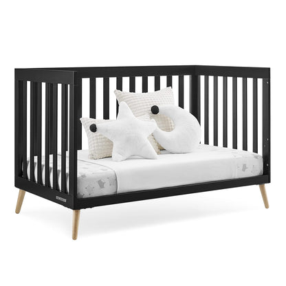 Delta Children Essex 4-In-1 Convertible Baby Crib, Ebony with Natural Legs