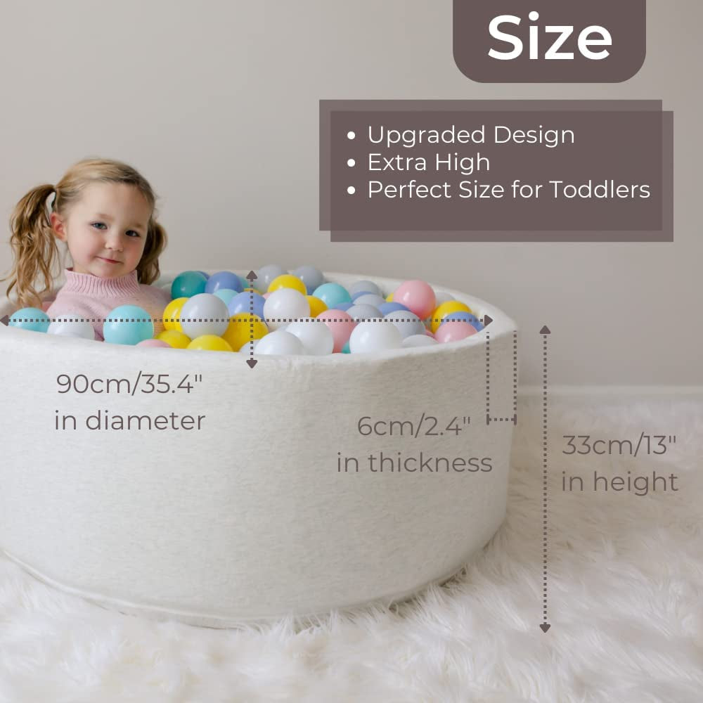 Wonder Space Deluxe Kids round Ball Pit, Premium Handmade Kiddie Balls Pool, Soft Indoor Outdoor Nursery Baby Playpen, Ideal Gift Play Toy for Children Toddler Infant Boys and Girls (Dark Grey)