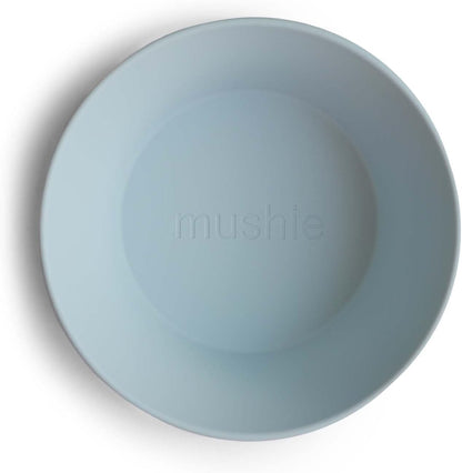 Mushie round Dinnerware Bowls for Kids | Made in Denmark, Set of 2 (Powder Blue)