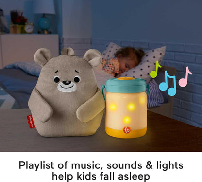 Fisher-Price Newborn Toy Baby Bear & Firefly Soother, Plush Sound Machine with Detachable Toddler Night Light for Infants Ages 0+ Months