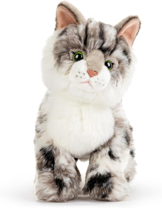 DEMDACO 5004810109 Animalcraft Maine Coon Cat Grey and White 13 X 10 Inch Polyester Soft Cuddly Plush Stuffed Animal