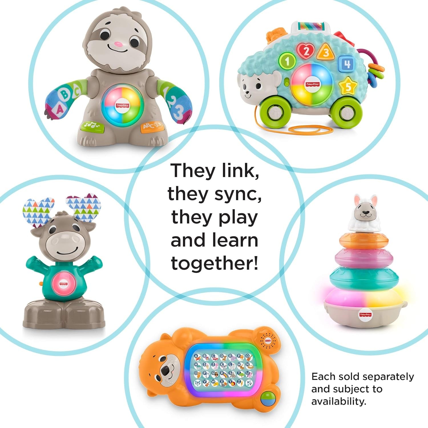 Fisher-Price Baby Learning Toy Linkimals a to Z Otter with Music & Lights for Infants Ages 9+ Months, Compatible Only with Linkimals Items