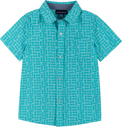 Andy & Evan Boys' Short Sleeve Button-Down Shirts, Stylish Summer Spring Shirts for Boys, Lightweight and Breathable