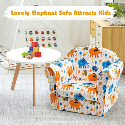 Costzon Kids Couch, Children'S Sofa Armrest Chair with Pattern, Toddler Furniture W/Sturdy Wood Construction, Preschool, Lightweight Kids Couch Sofa Chair for Aged 1-5 Boys & Girls Gifts, Elephant