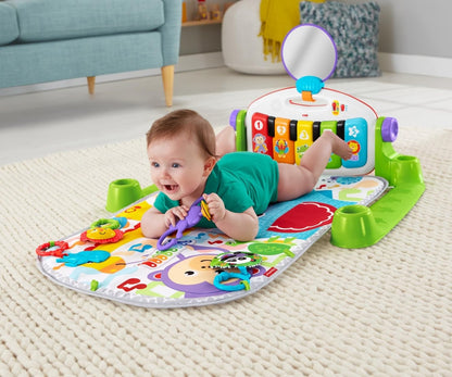 Fisher-Price Baby Playmat Deluxe Kick & Play Piano Gym, Green Musical Learning Toy with Developmental Activities for Newborns 0+ Months