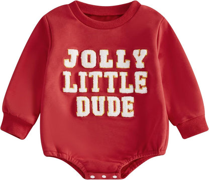 Baby Girl Boy Christmas Clothes Letter Print Sweatshirt Romper Infant Long Sleeve Bubble Romper Winter Outfit