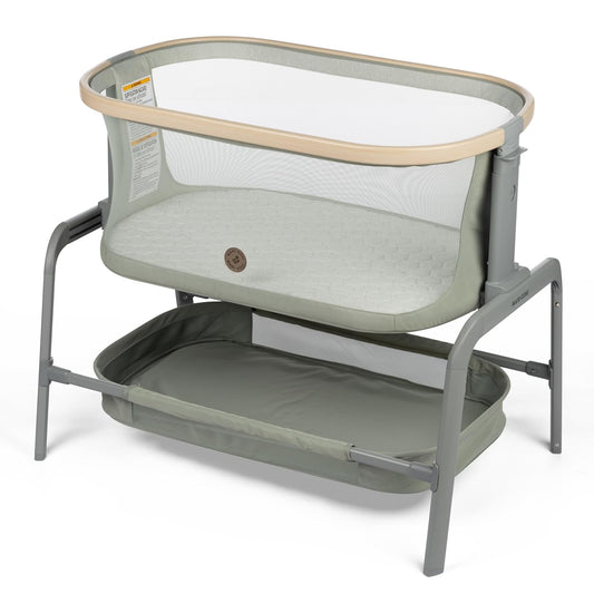 Maxi-Cosi Iora Bassinet Classic Green: Portable Baby Bassinet, Infant Bedside Sleeper Crib, Height Adjustable, Breathable Mesh, Large Storage Basket