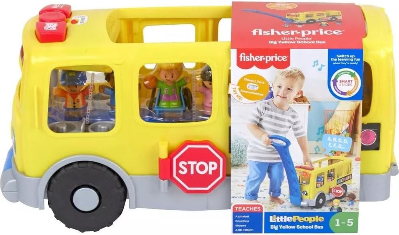 Fisher-Price Little People Toddler Learning Toy, Big Yellow Bus Musical Pull-Along Vehicle for Pretend Play Kids Ages 1+ Years