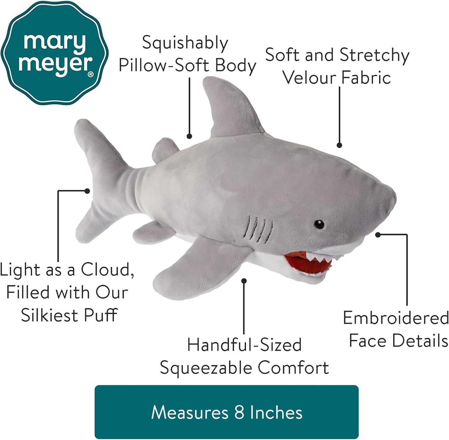 Mary Meyer Stuffed Animal Smootheez Pillow-Soft Toy, 8-Inches, Dolphin