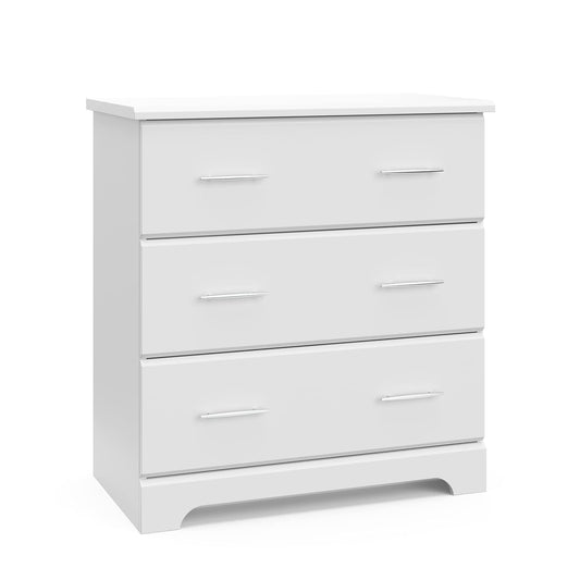 Storkcraft Brookside 3 Drawer Dresser (White) – Baby and Kids Bedroom Organizer, Nursery Chest, Storage Dresser with Drawers, Universal Design