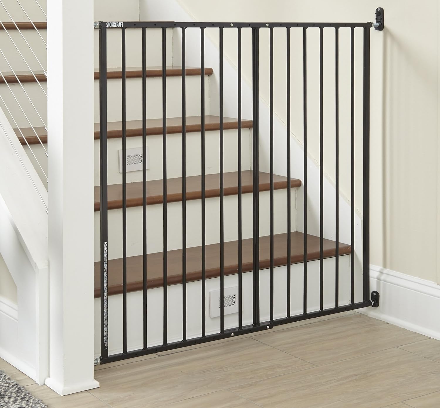 Storkcraft Easy Walk-Thru Tall Metal Safety Gate (White, Black, Gray) – 33.75 Inches Tall, Easy to Install, Pet-Friendly, Durable Metal Hardware, Ideal for Taller Children and Larger Pets