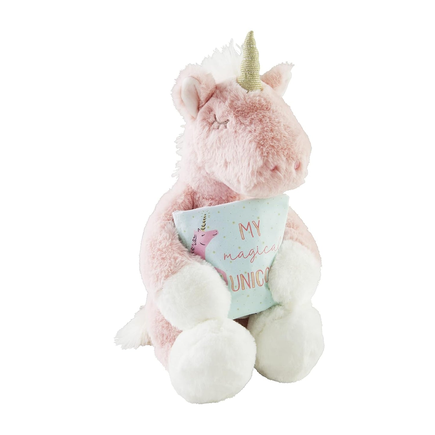 Mud Pie Children'S Ivory Plush Unicorn with Book, Pink