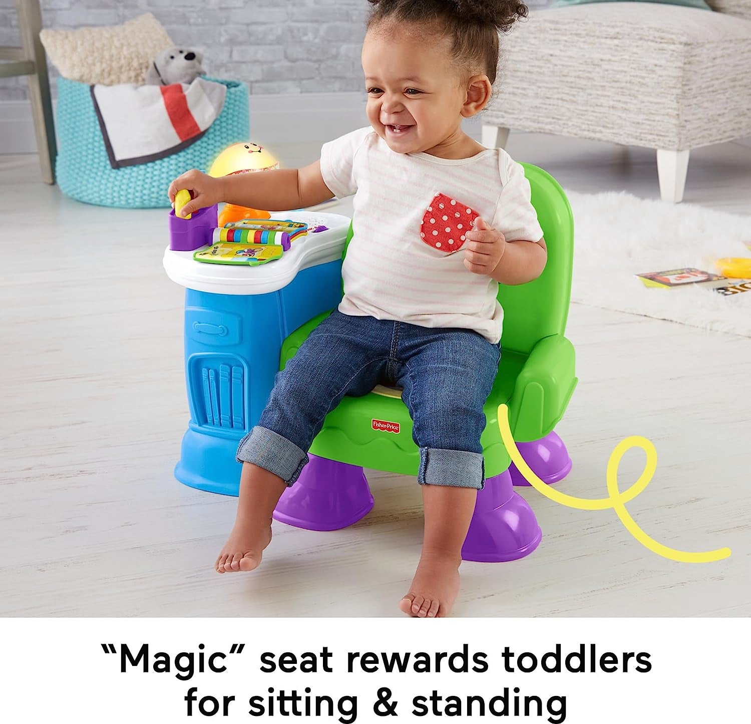 Fisher-Price Toddler Toy Laugh & Learn Song & Story Learning Chair with Music Lights & Activities for Infants Ages 1+ Years (Amazon Exclusive)