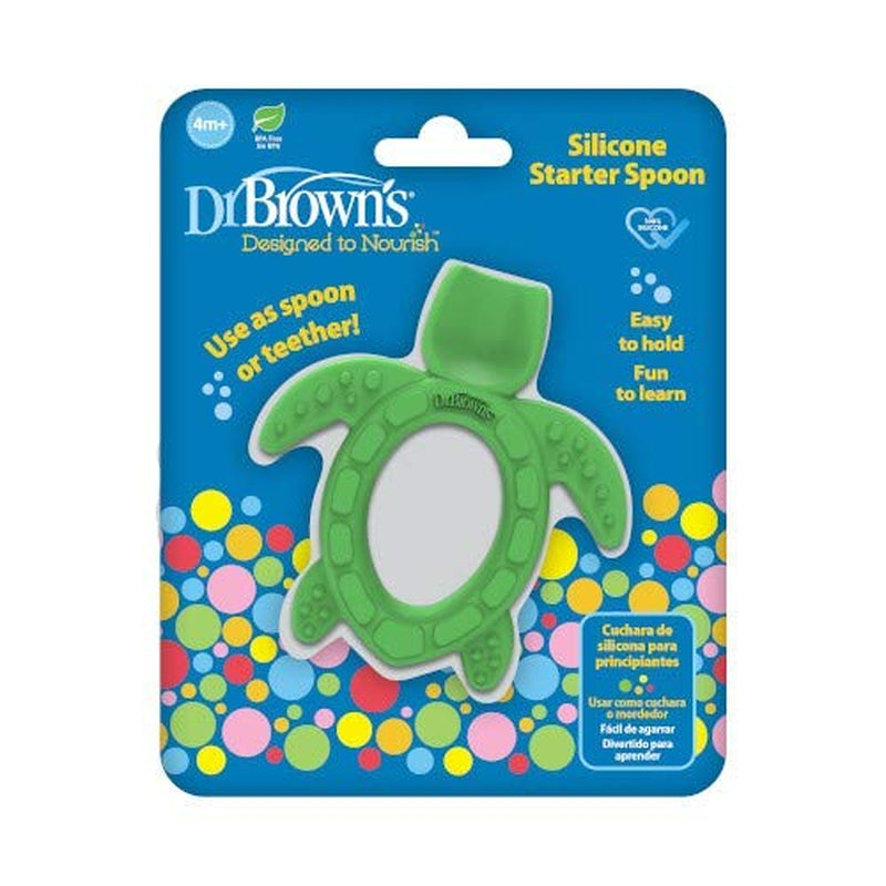 Dr. Brown'S Silicone Starter Spoon and Teether for Babies and Infants, Turtles, 1 Pack, 4M+