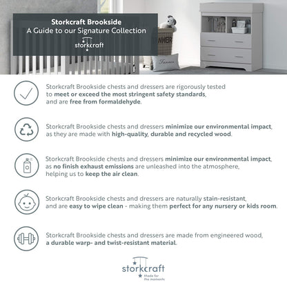 Storkcraft Brookside 3 Drawer Dresser (White) – Baby and Kids Bedroom Organizer, Nursery Chest, Storage Dresser with Drawers, Universal Design