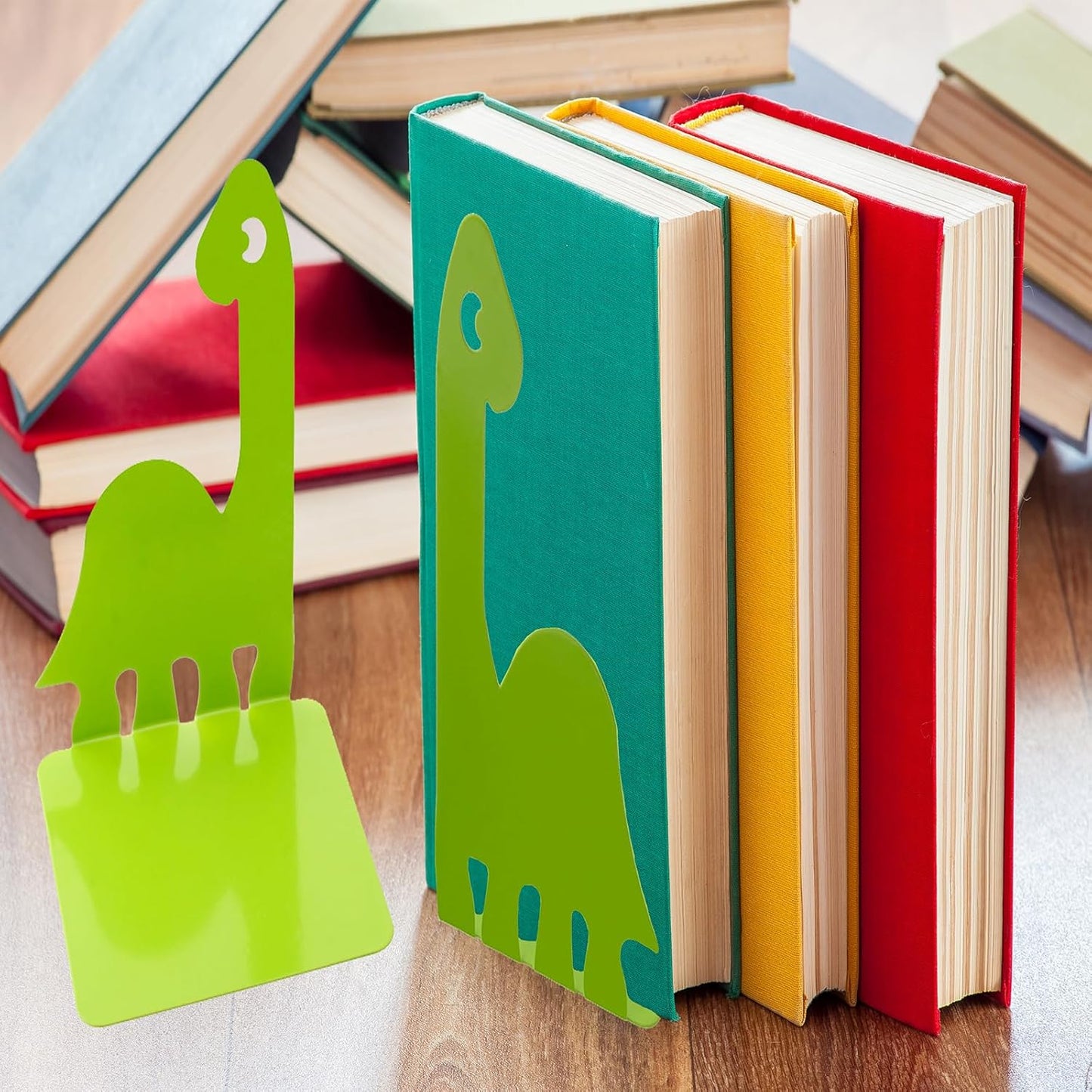 Artkingdome Dinosaur Bookends, Room Ends Books, Holder Racks Stand, Desk School Liberary Book End, Toddler Bookends Decorative 1Pair Green