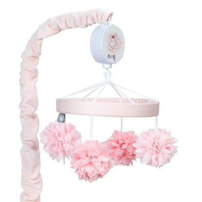 Lambs & Ivy Signature Botanical Baby Pink Floral Musical Baby Crib Mobile