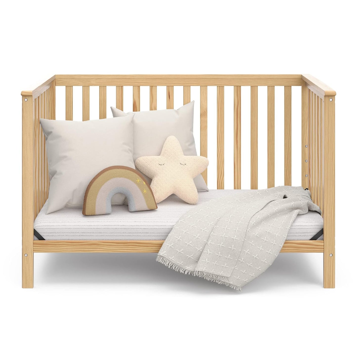 Storkcraft Hillcrest 4-In-1 Convertible Crib (Natural) - Converts to Daybed, Toddler Bed, and Full-Size Bed, Fits Standard Full-Size Crib Mattress, Adjustable Mattress Support Base