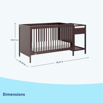 Graco Fable 4-In-1 Convertible Crib & Changer (Espresso) – GREENGUARD Gold Certified, Crib and Changing Table Combo, Includes Water-Resistant Changing Pad, Converts to Toddler Bed and Full-Size Bed