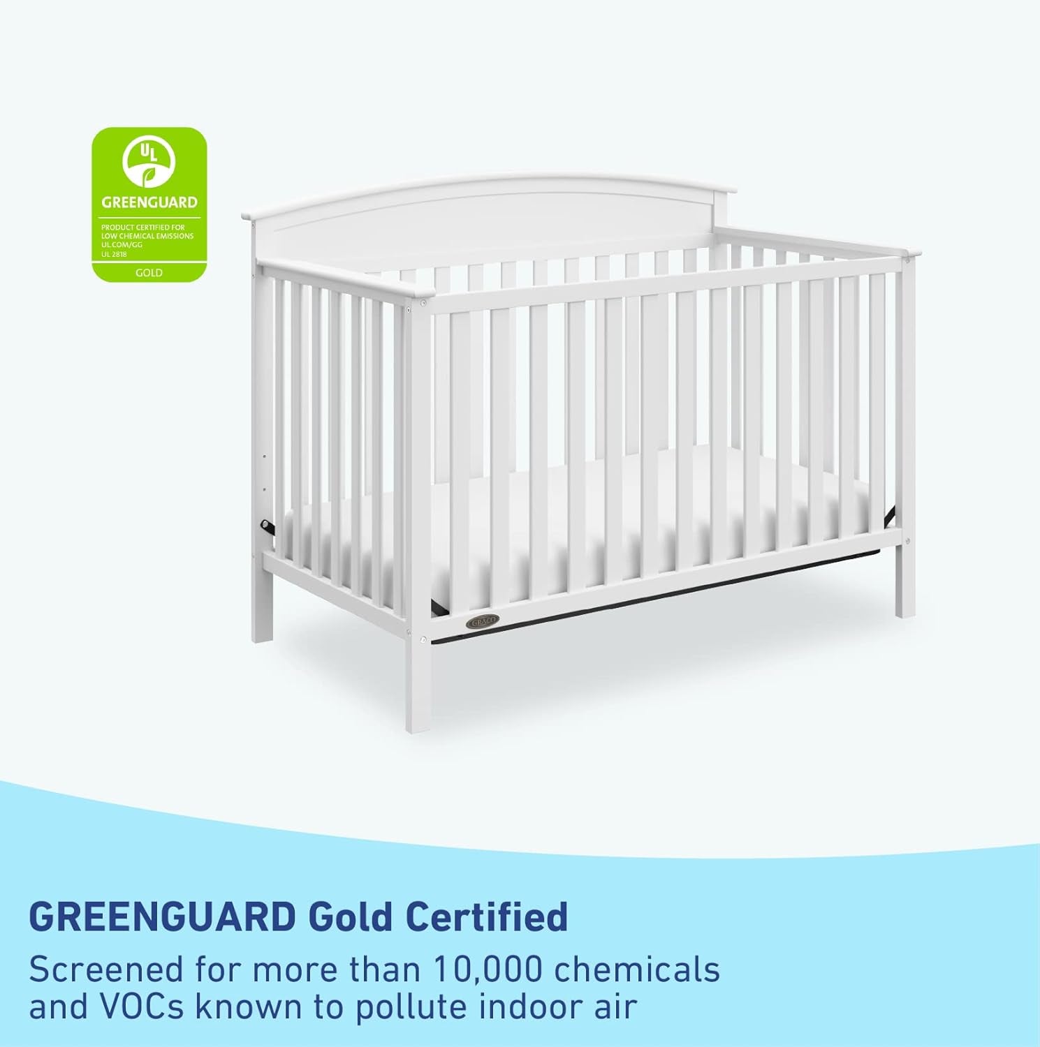 Graco Benton 5-In-1 Convertible Crib (White) – GREENGUARD Gold Certified, Converts from Baby Crib to Toddler Bed, Daybed and Full-Size Bed, Fits Standard Full-Size Crib Mattress