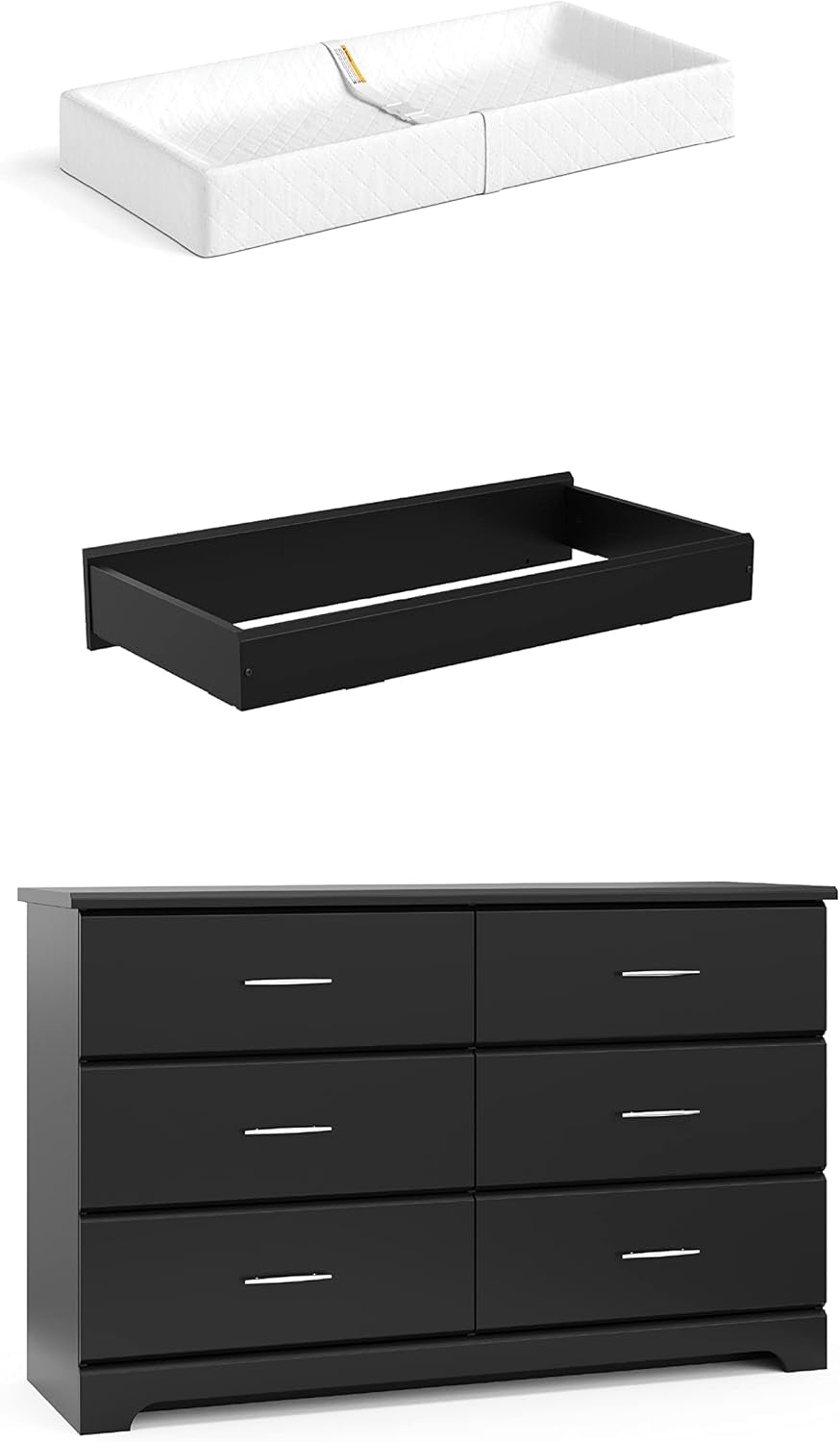 Storkcraft Brookside 6 Drawer Chest with Changing Topper and Change Pad - Gray