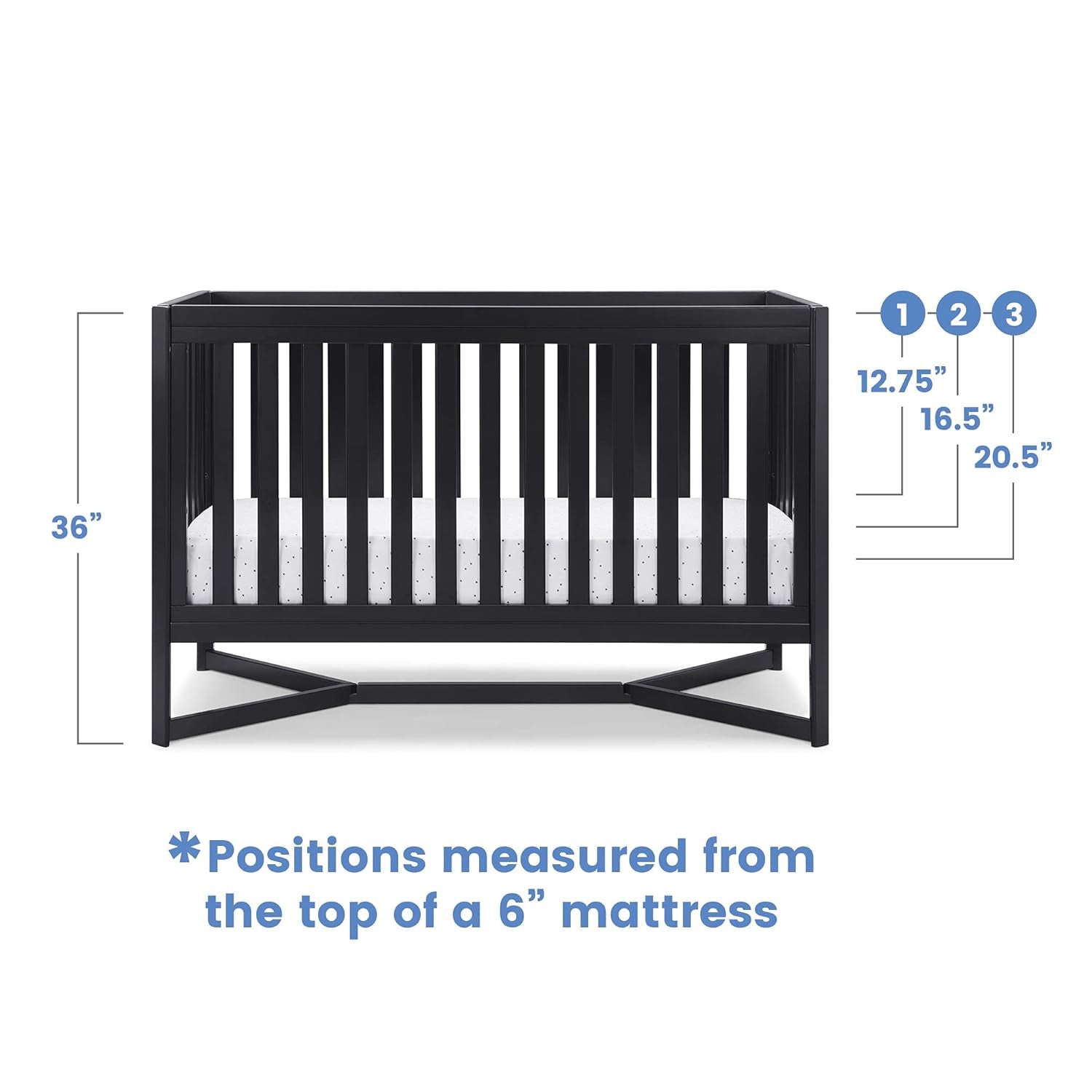 Delta Children Tribeca 4-In-1 Baby Convertible Crib, Midnight Grey