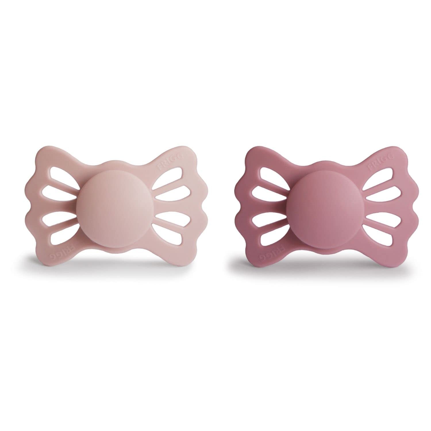 FRIGG Lucky Symmetrical Silkysoft Silicone Baby Pacifier | Made in Denmark | Bpa-Free (Blush/Cedar, 6-18 Months)