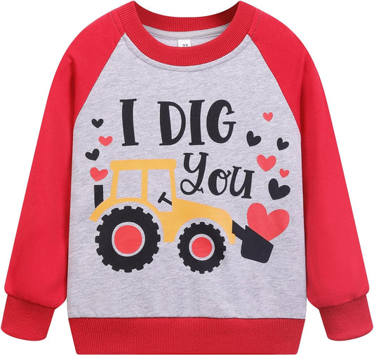 Akyzic Toddler Boys Sweatshirts Cotton Crewneck Truck Shirt Dinosaur Long Sleeve Pullover Tops Tees 2-8T